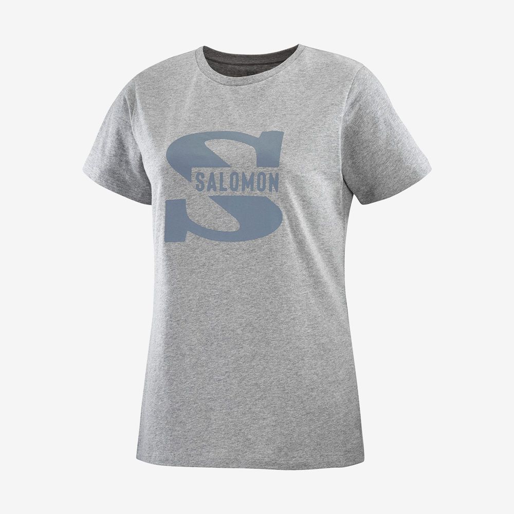 Salomon OUTLIFE BIG LOGO Camisetas Mujer - Gris - Colombia (57269-UNFG)